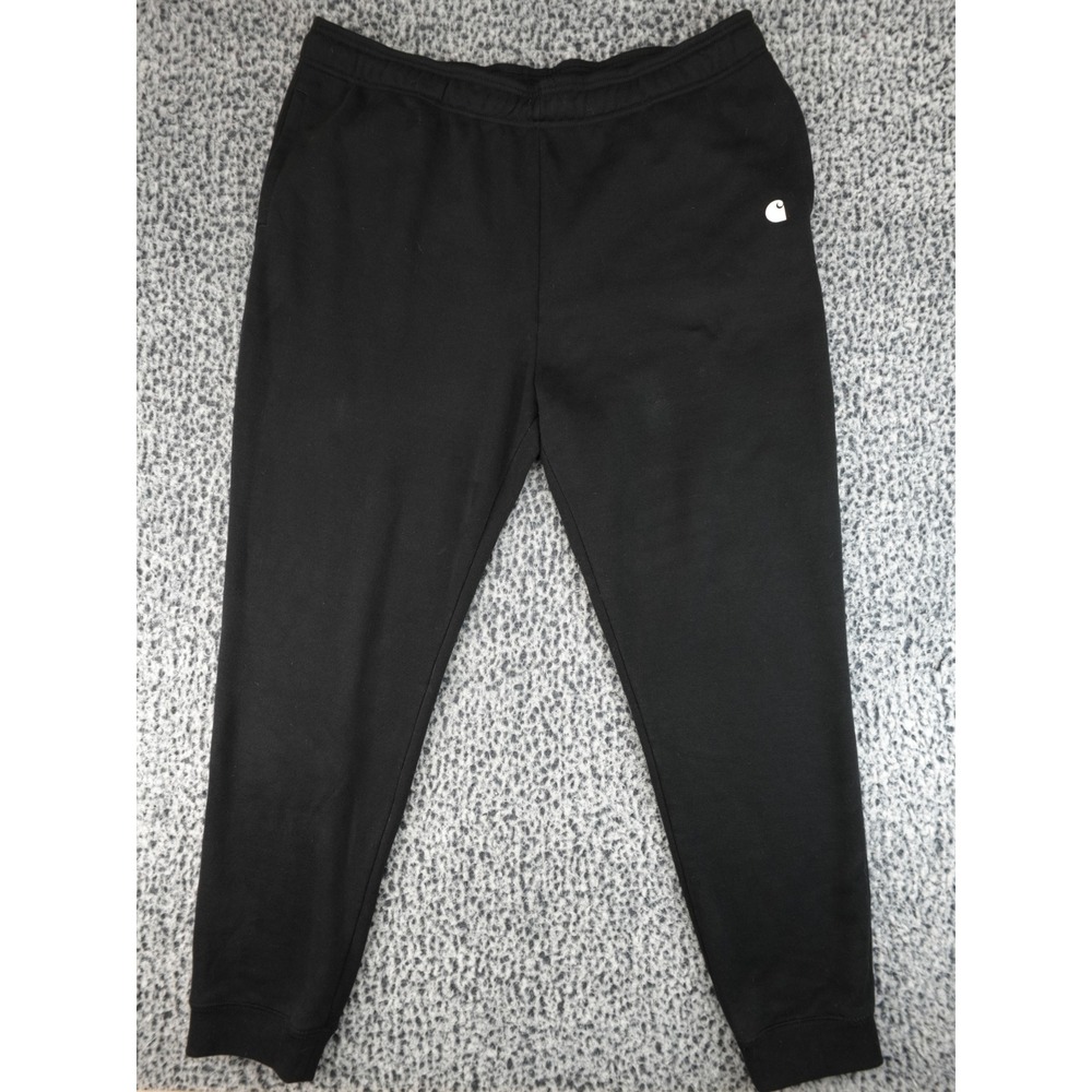 Carhartt Mens XL Black Fleece Jogger Sweatpants Elastic Waist C Logo Tapered Leg